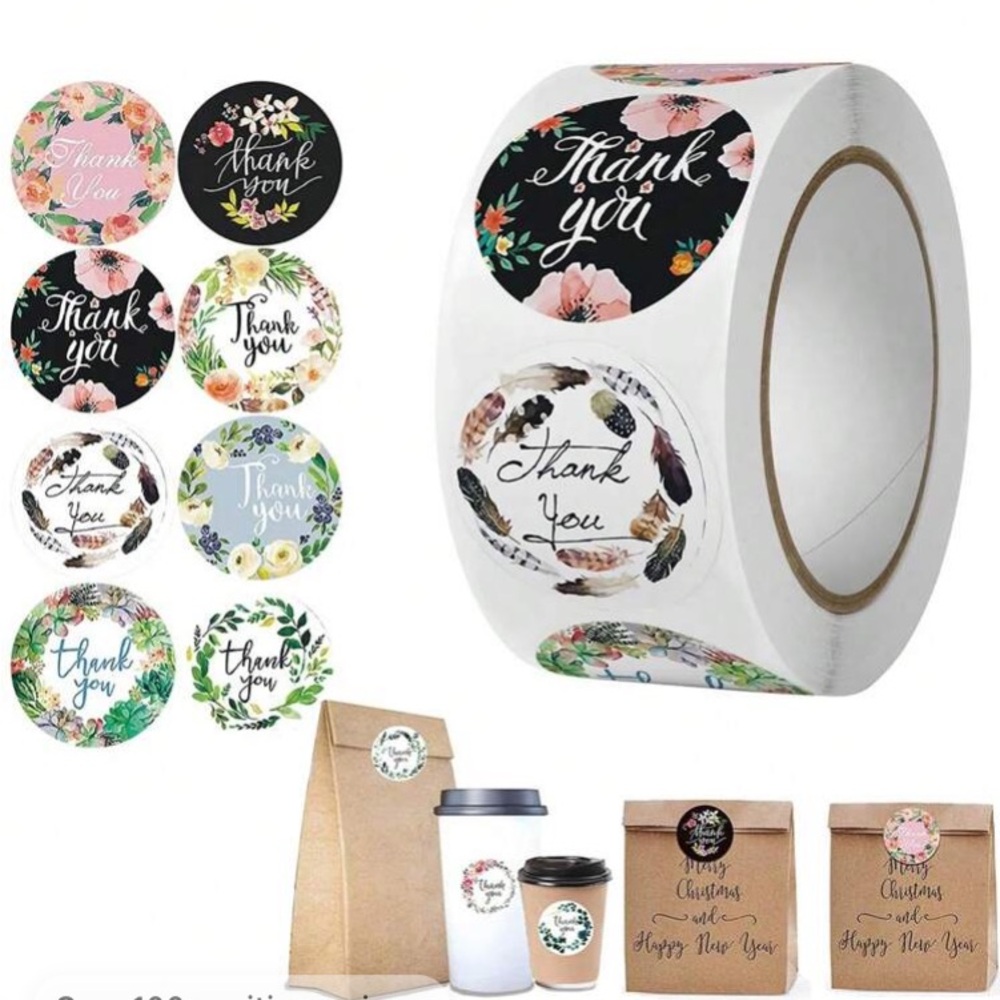 💜 2/$18 💜 THANK YOU stickers… perfect for your small business! 500 stickers!!!